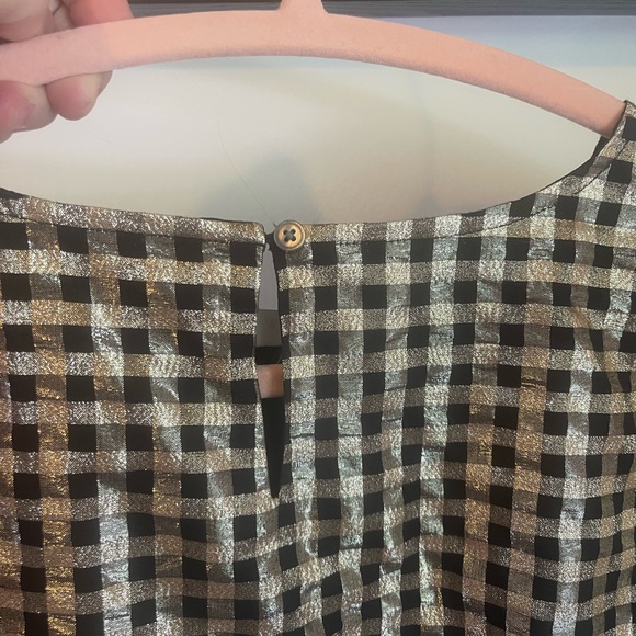 I. Crew factory size L gold checked party blouse - Picture 3 of 4